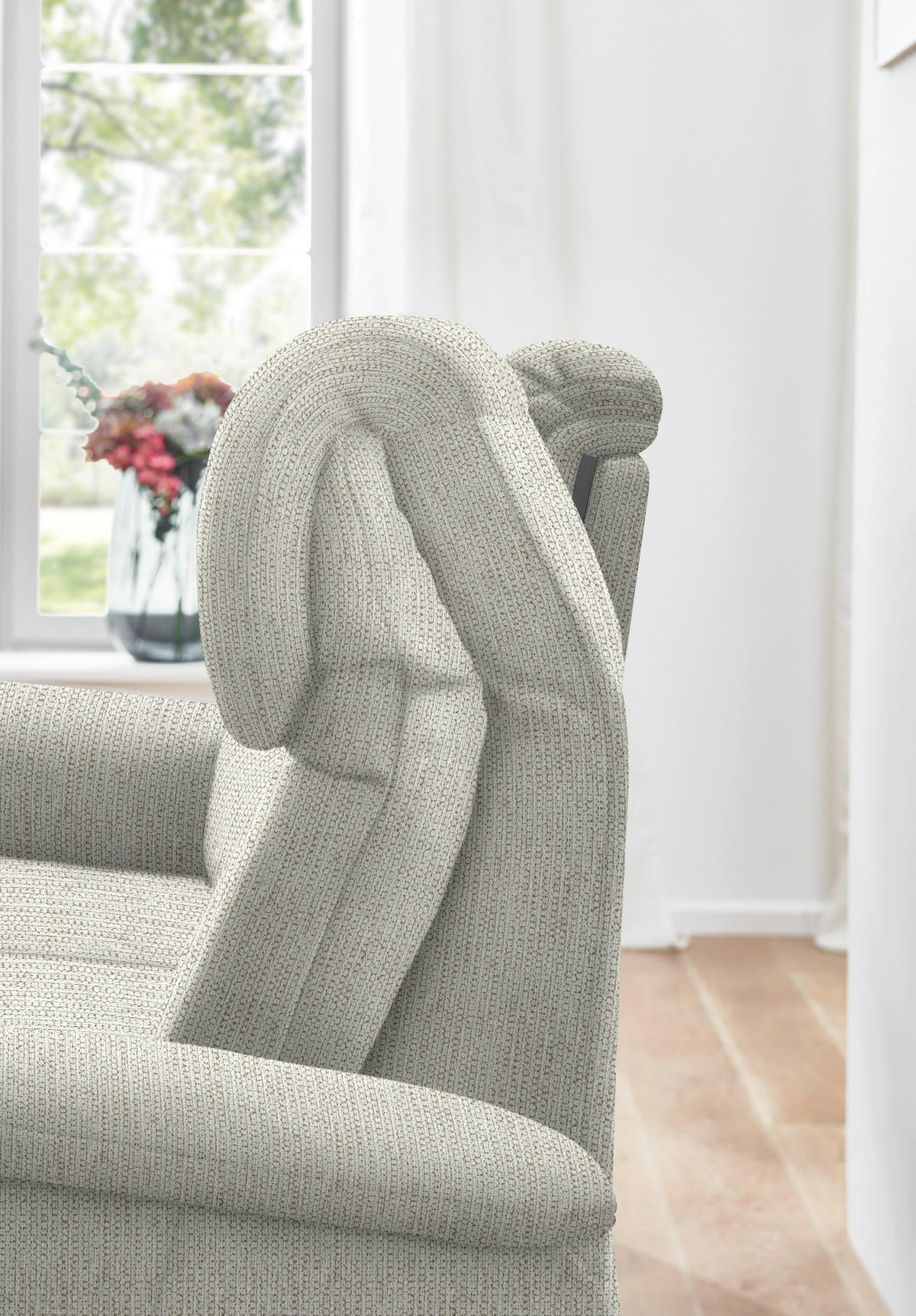 TRAPEZSOFA in Flachgewebe Naturfarben  - Schwarz/Naturfarben, KONVENTIONELL, Textil/Metall (219/107/97cm) - Pure Home Comfort