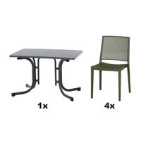 GARTENGARNITUR 3-teilig Stahl  - Grün, Basics, Kunststoff/Metall (70/80/110cm) - Siena Garden