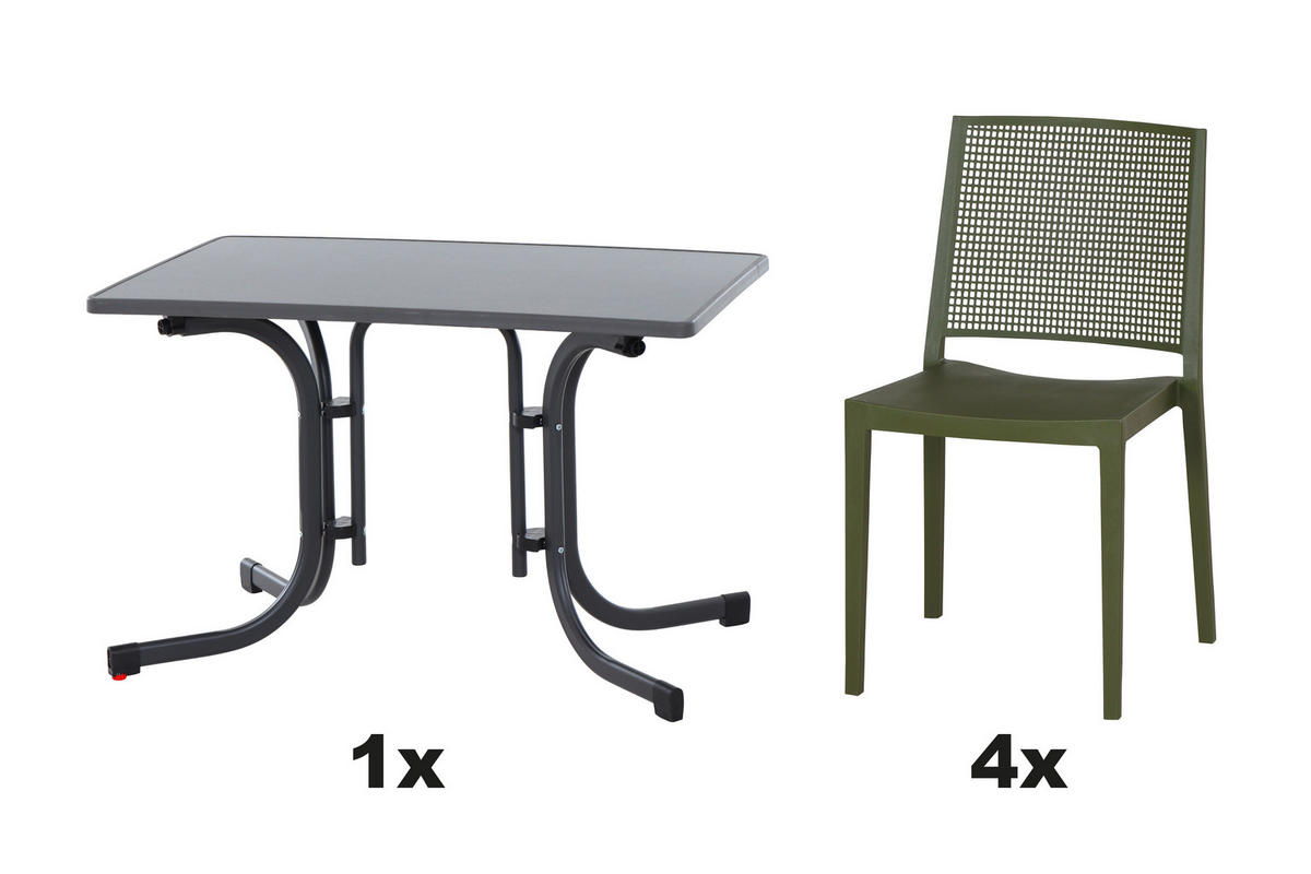 GARTENGARNITUR 3-teilig Stahl  - Grün, Basics, Kunststoff/Metall (70/80/110cm) - Siena Garden