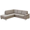 ECKSOFA Echtleder Grau  - Beige/Alufarben, Design, Leder/Metall (235/248cm) - Beldomo Premium