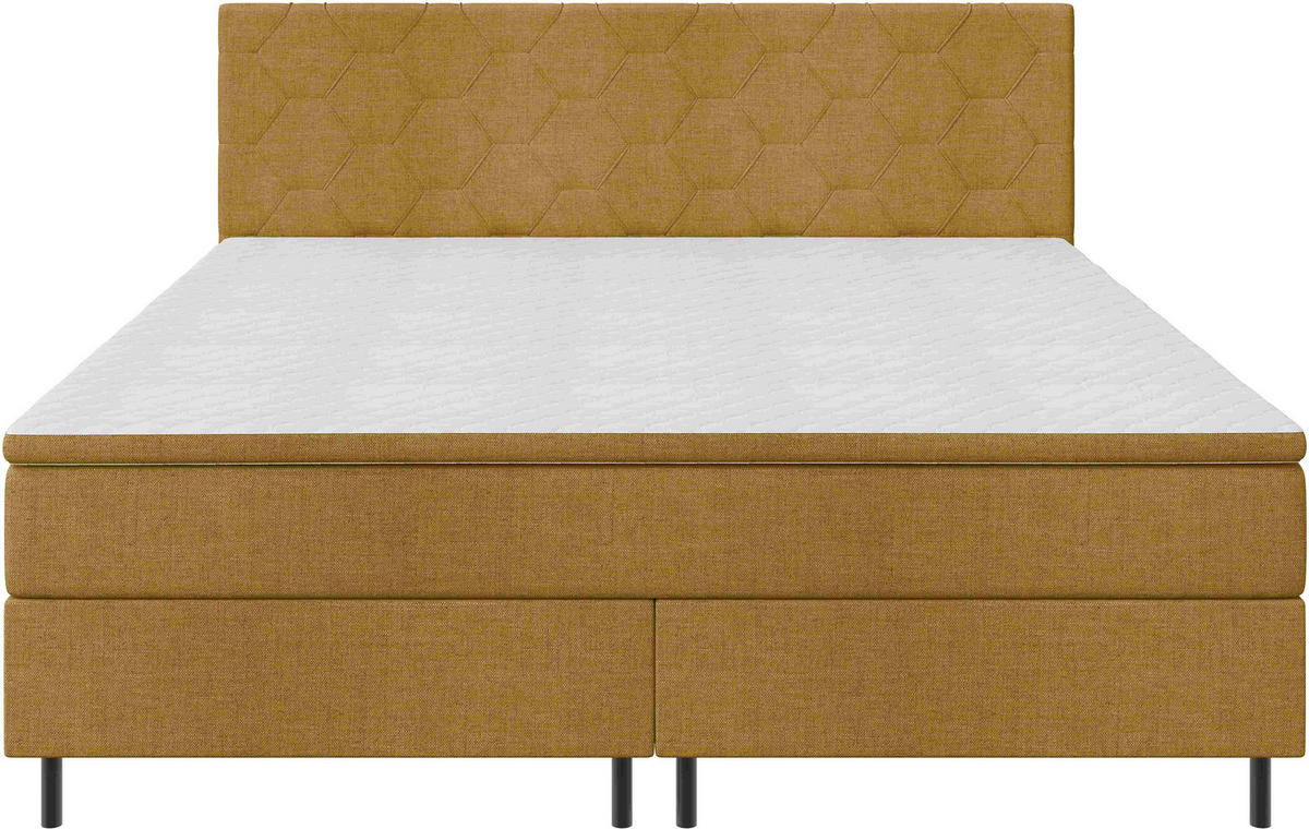 BOXSPRINGBETT 160/200 cm  in Currygelb  - Currygelb/Schwarz, KONVENTIONELL, Textil/Metall (160/200cm) - Chameo