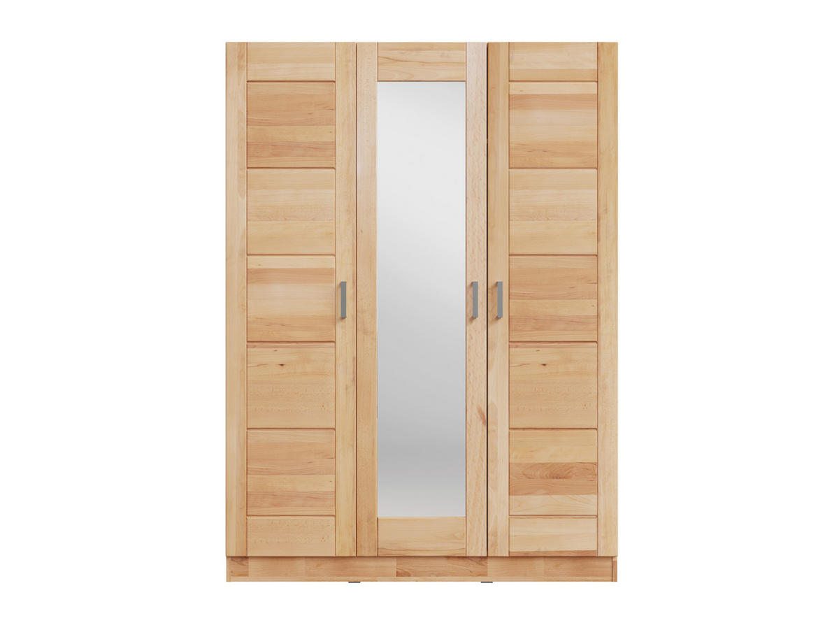 DREHTÜRENSCHRANK 152/205,5/60 cm,  in Buchefarben, 3 Tür(en)  - Chromfarben/Buchefarben, MODERN, Glas/Holz (152/205,5/60cm) - MID.YOU