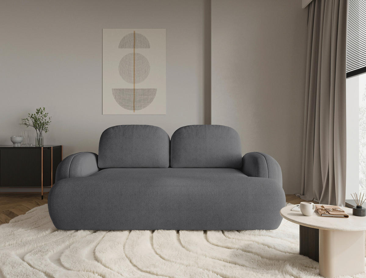 2-SITZER-SOFA Sevilla Plus in Bouclé Dunkelgrau  - Dunkelgrau/Schwarz, Design, Kunststoff/Textil (210/92/110cm) - MID.YOU