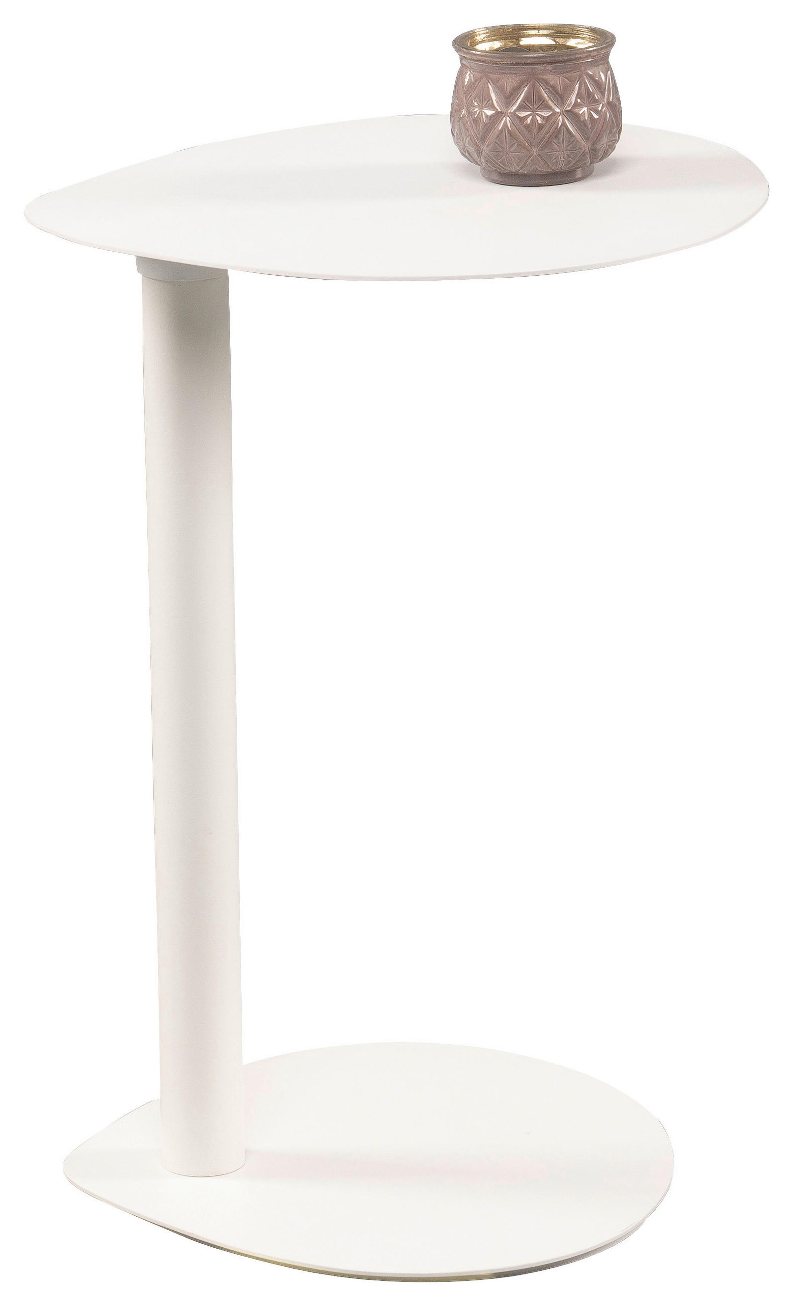 BEISTELLTISCH 34/32/46 cm Weiß oval  - Weiß, Design, Metall (34/32/46cm) - Xora