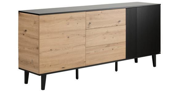 SIDEBOARD Schwarz, Eiche Artisan Einlegeböden  - Schwarz/Eiche Artisan, Design, Holzwerkstoff/Metall (178/78/40cm) - Xora