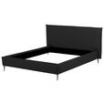 POLSTERBETT 180/200 cm,  in Schwarz, gepolstertes Kopfteil,  - Schwarzchrom/Schwarz, KONVENTIONELL, Leder/Metall (180/200cm) - Esposa