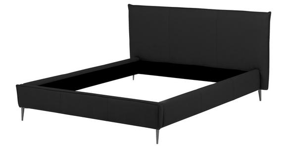POLSTERBETT 180/200 cm,  in Schwarz, gepolstertes Kopfteil,  - Schwarzchrom/Schwarz, KONVENTIONELL, Leder/Metall (180/200cm) - Esposa