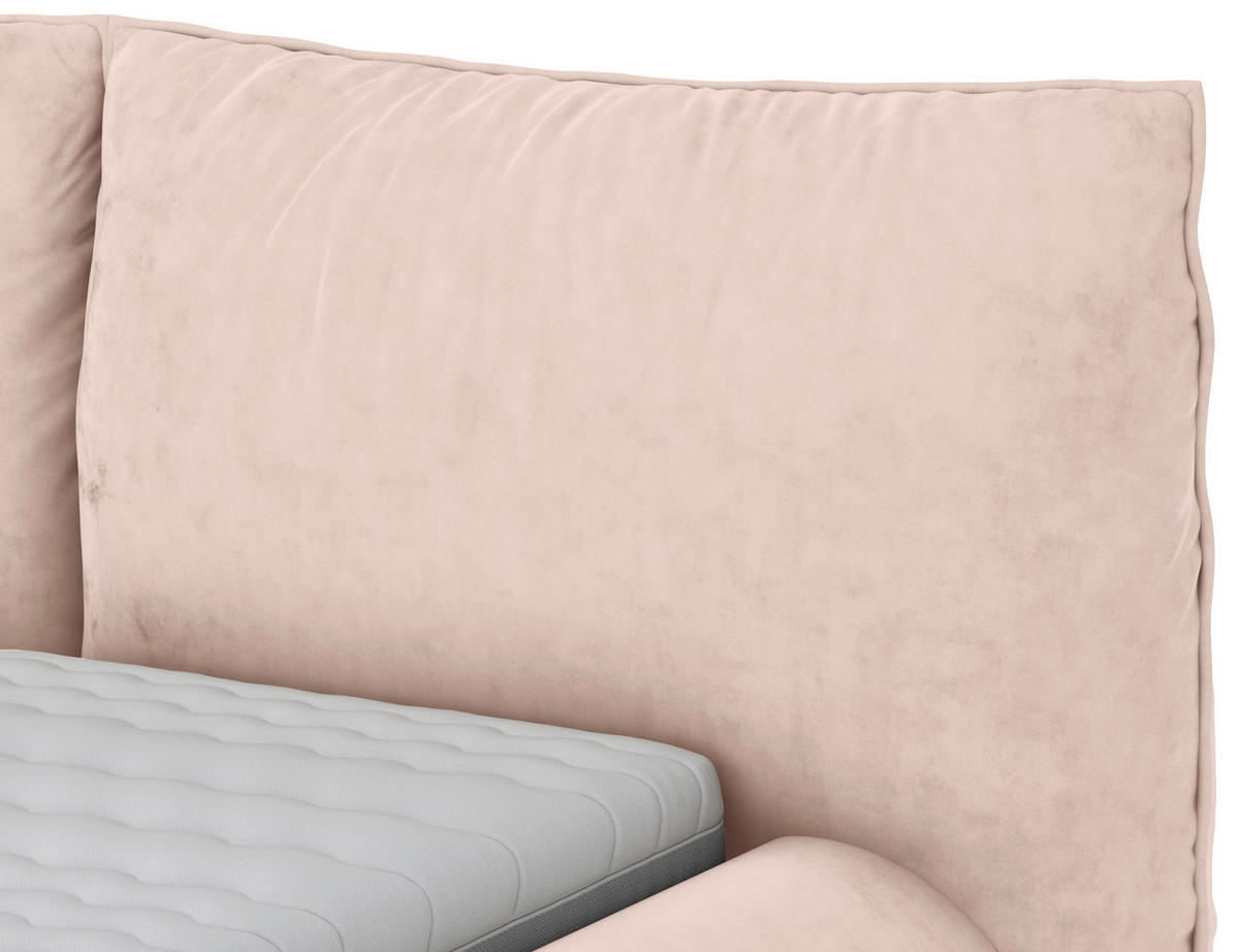 POLSTERBETT 180/200 cm,  in Hellrosa,  - Hellrosa/Schwarz, Design, Textil/Metall (180/200cm) - Belluti