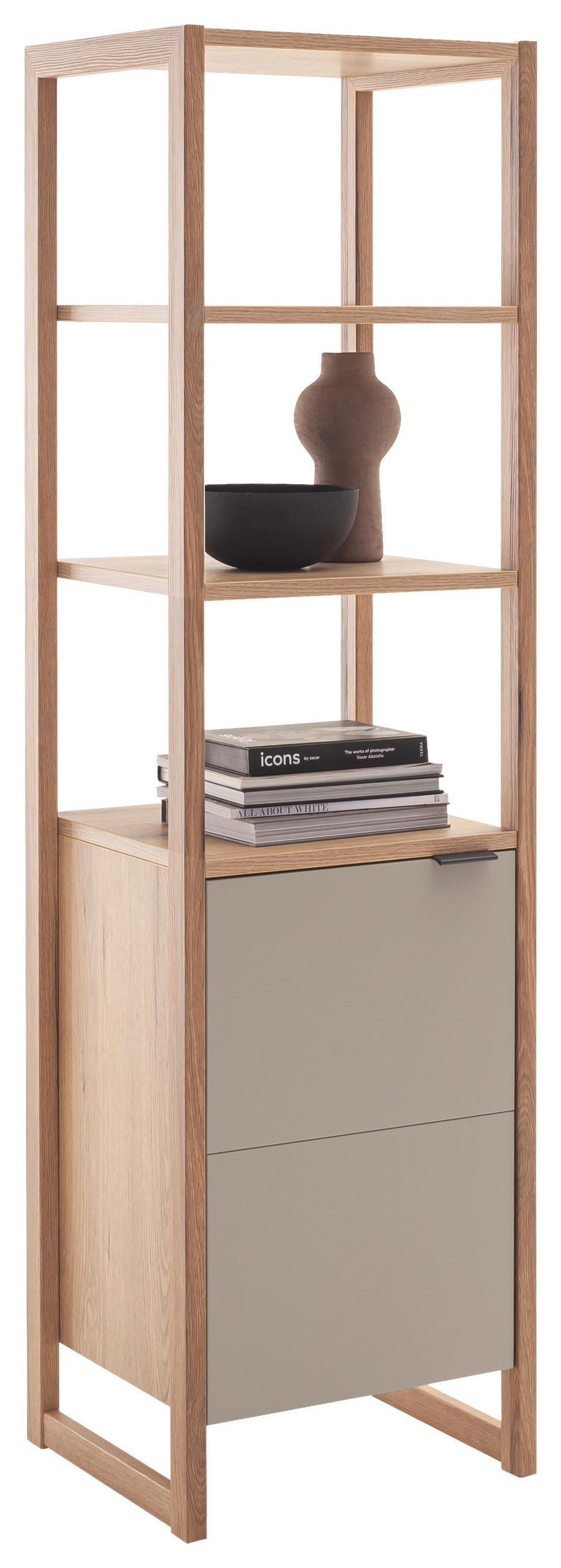 REGAL Grau, Schwarz, Eichefarben  50/183/44 cm  - Eichefarben/Anthrazit, Design, Holzwerkstoff/Metall (50/183/44cm) - Hom`in