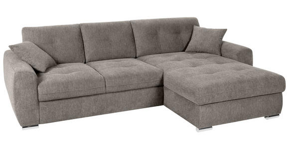 ECKSOFA in Mikrofaser Taupe  - Taupe/Chromfarben, MODERN, Kunststoff/Textil (276/193cm) - Hom`in