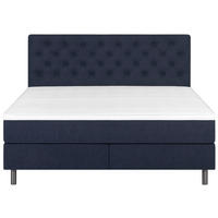 BOXSPRINGBETT 140/200 cm  in Dunkelblau  - Silberfarben/Dunkelblau, KONVENTIONELL, Textil/Metall (140/200cm) - Welnova
