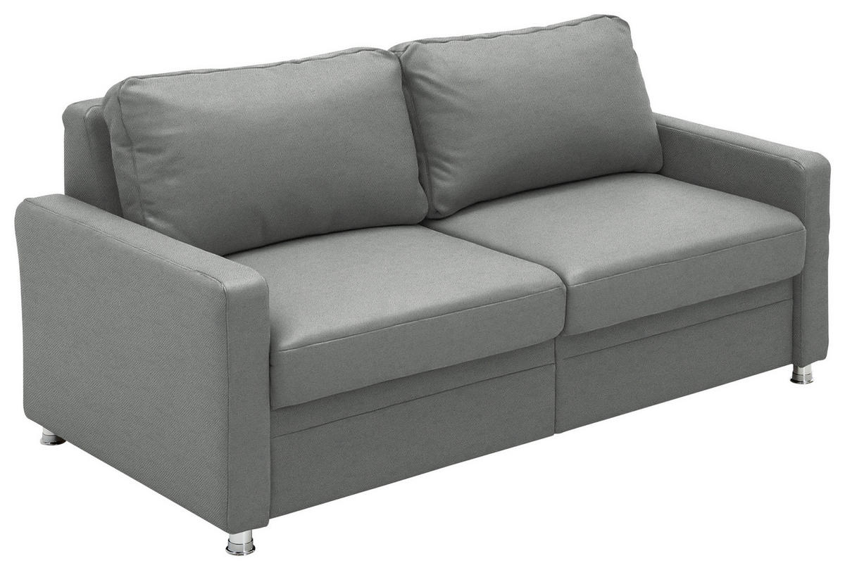 SCHLAFSOFA  in Chenille Grau  - Chromfarben/Grau, KONVENTIONELL, Textil/Metall (186/90/100cm) - Beldomo Style