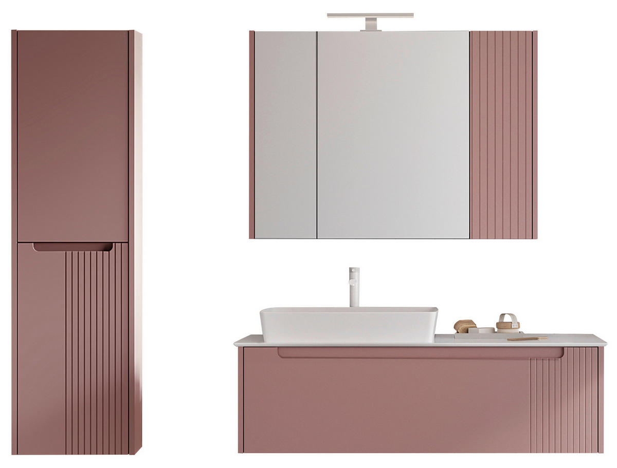 BADEZIMMER 3-teilig  in 120 cm  - Pink/Weiß, Design, Keramik/Holzwerkstoff (120cm) - Welnova
