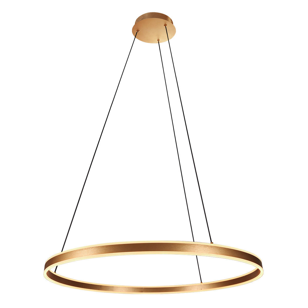 LED-PENDELLEUCHTE Ringlux 80/50-190 cm   - Goldfarben/Weiß, Design, Kunststoff/Metall (80/50-190cm)