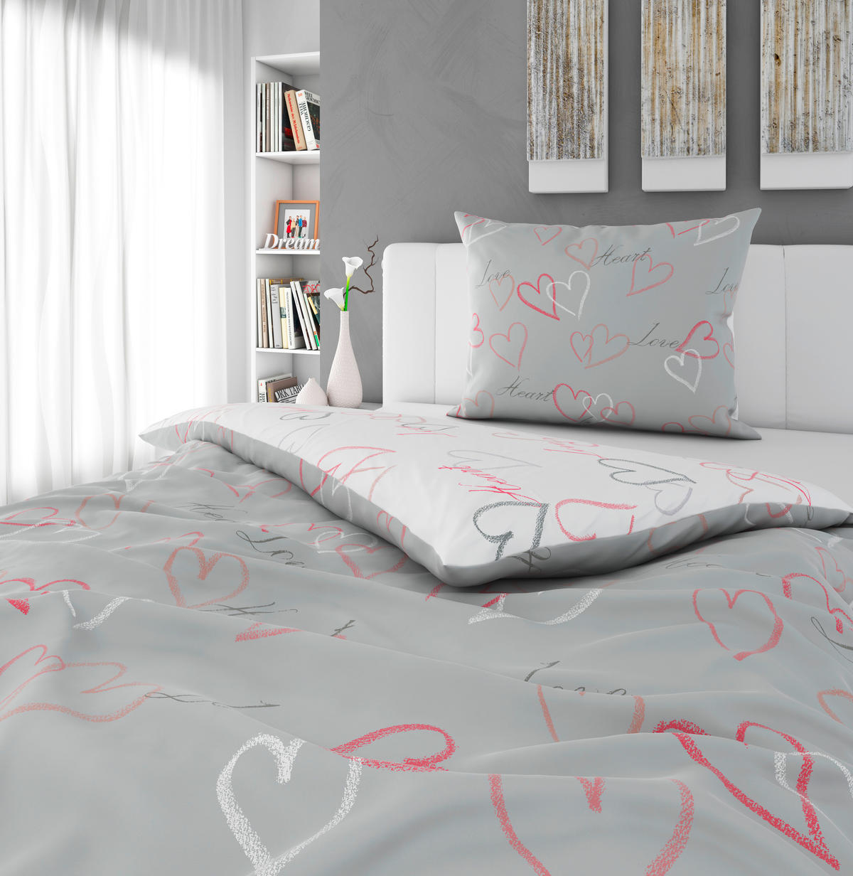 OBOJSTRANNÁ POSTEĽNÁ BIELIZEŇ, satén, sivá, 140/200 cm - sivá, Trend, textil (140/200cm) - Esposa