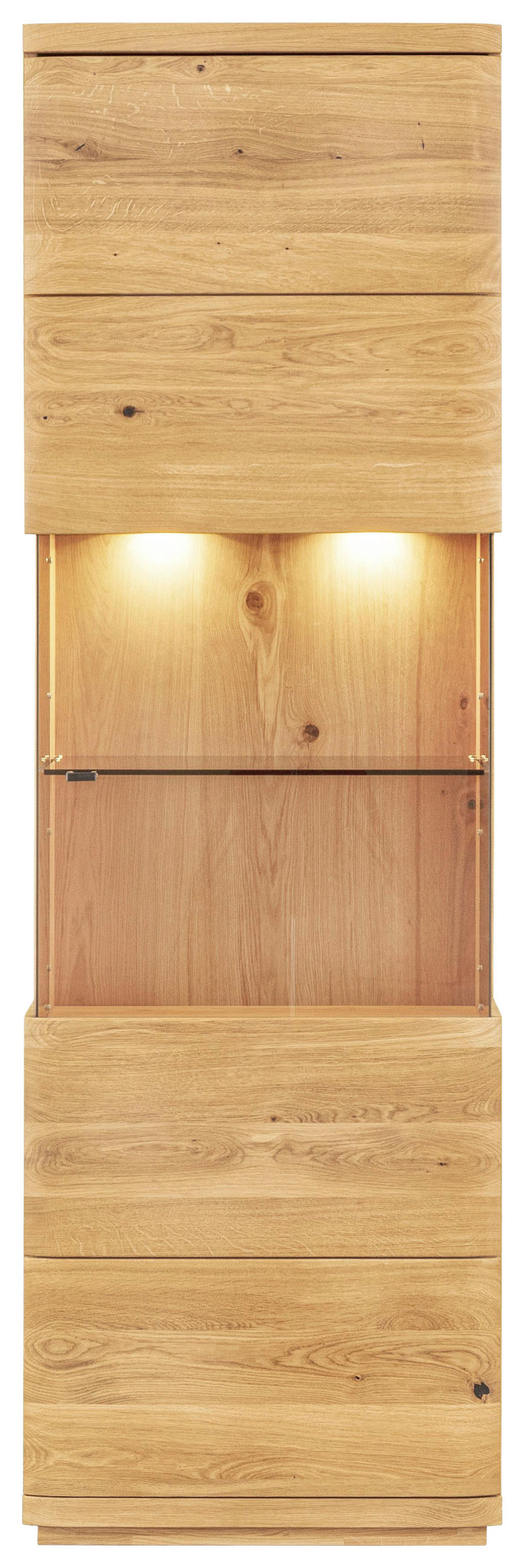 VITRINE Eichefarben  65/205,8/38 cm  - Eichefarben/Schwarz, Natur, Glas/Holz (65/205,8/38cm) - Linea Natura