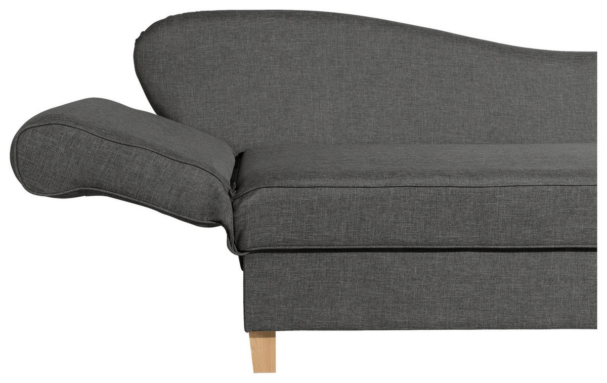 RÉCAMIERE in Flachgewebe Anthrazit  - Anthrazit/Buchefarben, Design, Holz/Textil (190/82/88cm) - Max Winzer
