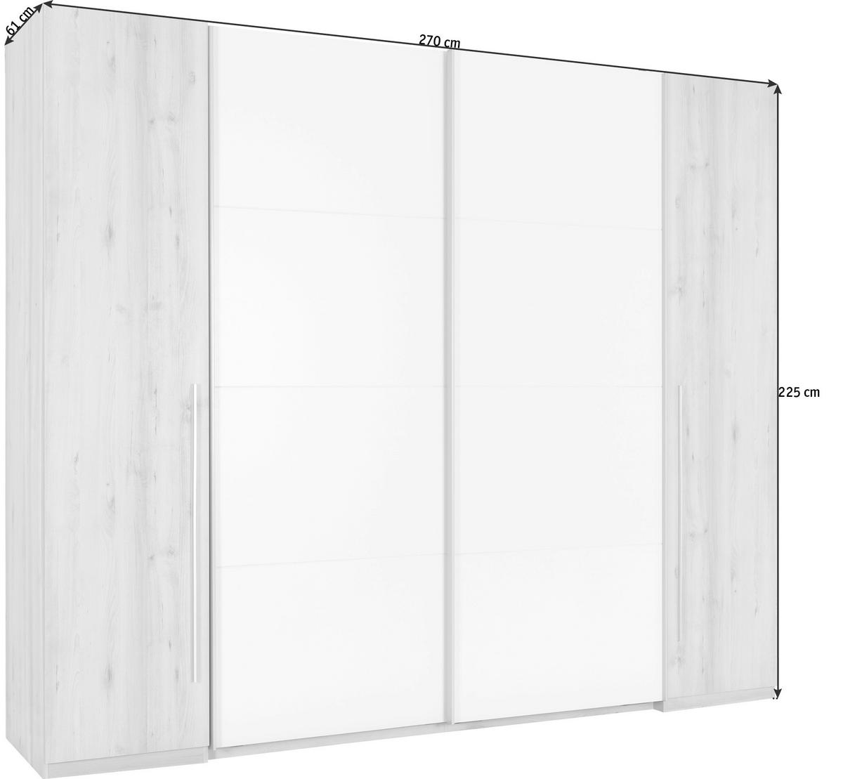 ŠATNÍ SKŘÍŇ, bílá, barvy buku, 270/225/61 cm - bílá/barvy buku, Design, kompozitní dřevo/plast (270/225/61cm) - Ti'me