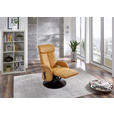 RELAXSESSEL in Leder Currygelb  - Wengefarben/Currygelb, Design, Leder/Holz (70/110/80cm) - Cantus