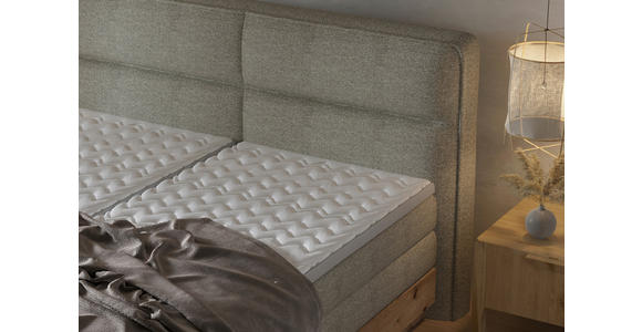 BOXSPRINGBETT 180/200 cm in Eichefarben, Olivgrün - Eichefarben/Olivgrün, Natur, Holz/Textil (180/200cm) - Valnatura