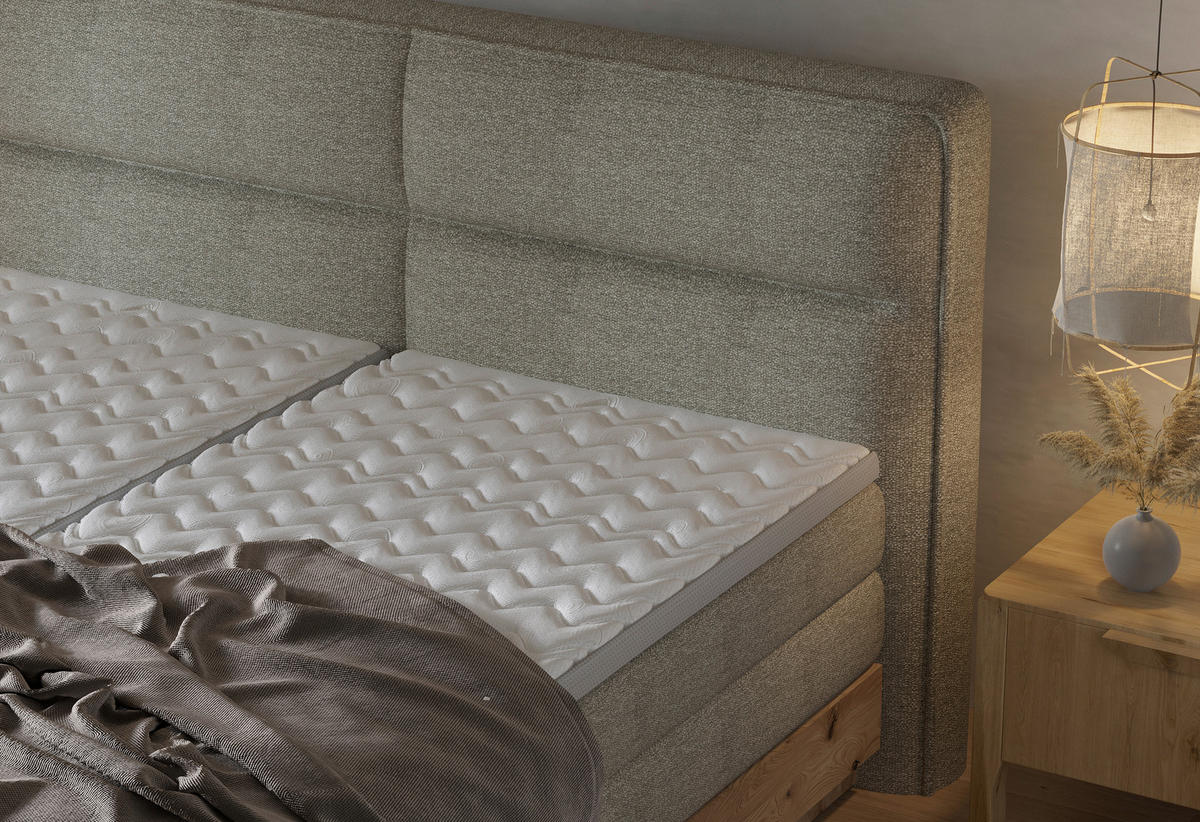BOXSPRINGBETT 180/200 cm  in Eichefarben, Olivgrün  - Eichefarben/Olivgrün, Natur, Holz/Textil (180/200cm) - Valnatura