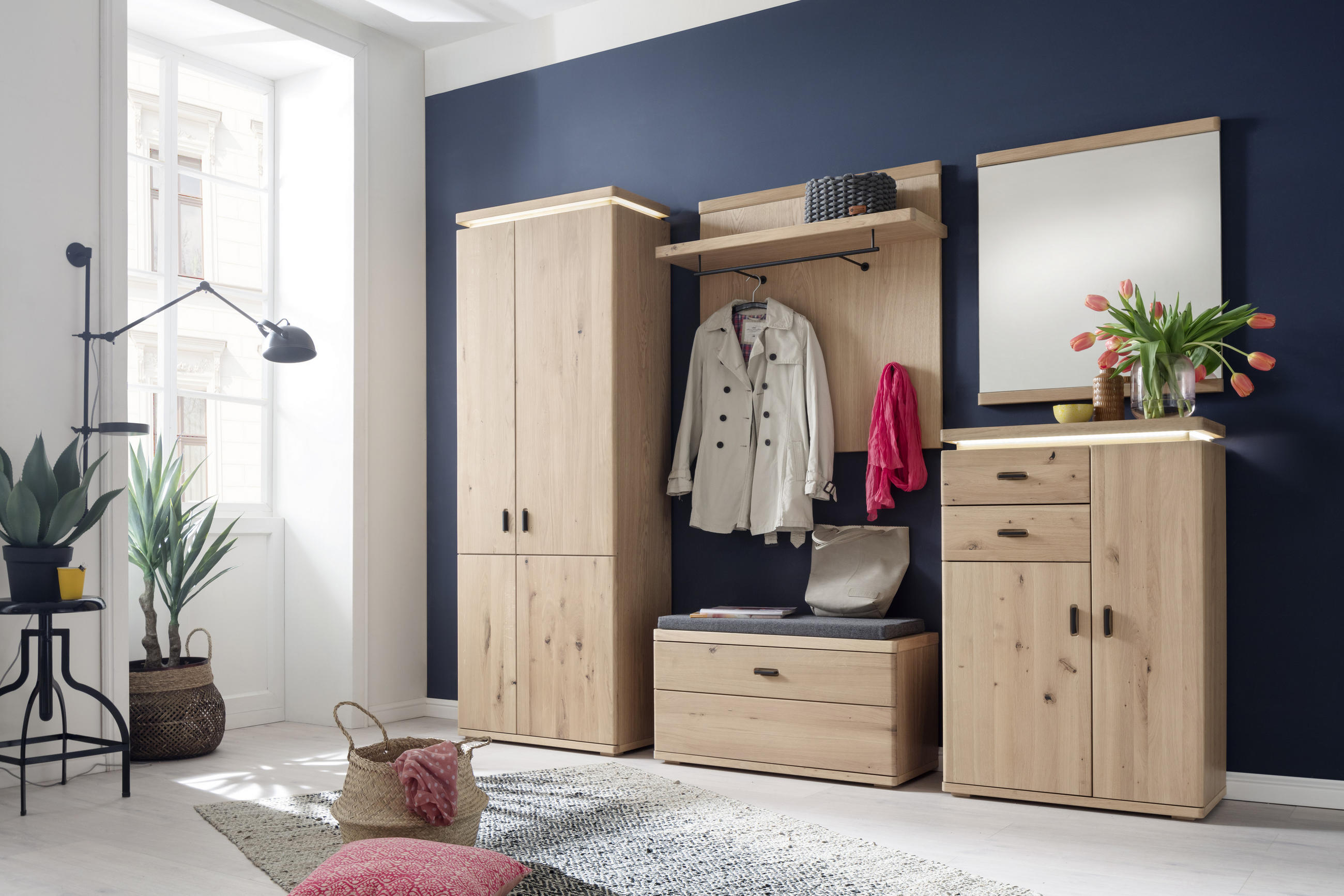 GARDEROBE 5-teilig  in 260/204/38 cm  - Eichefarben, Natur, Holz/Holzwerkstoff (260/204/38cm) - Linea Natura
