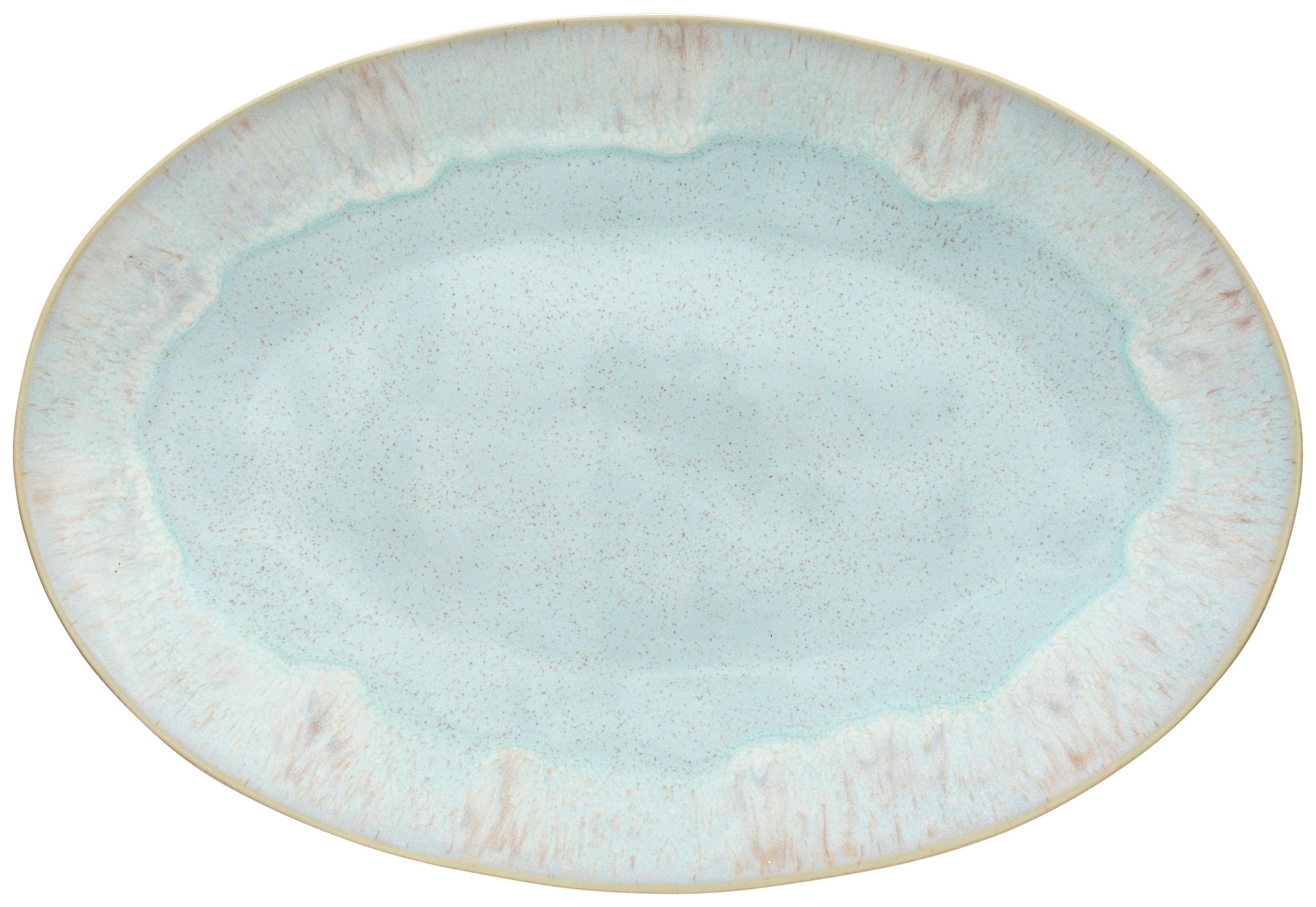 SERVIERPLATTE - Weiß Hochglanz/Hellblau, Basics, Keramik (45/31cm) - Costa Nova