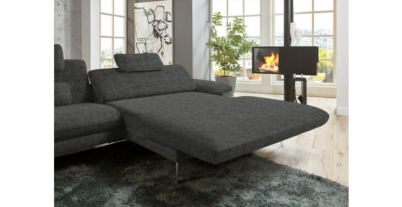 ECKSOFA in Velours Dunkelgrau 284/184 cm - Dunkelgrau/Schwarz, Design, Textil/Metall (284/184cm) - Dieter Knoll