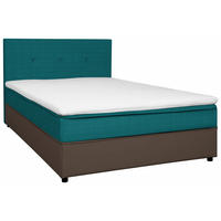 BOX-ÁGY 180/200 cm  szürke, türkiz  - türkiz/fekete, Konventionell, textil/fa (180/200cm) - Carryhome