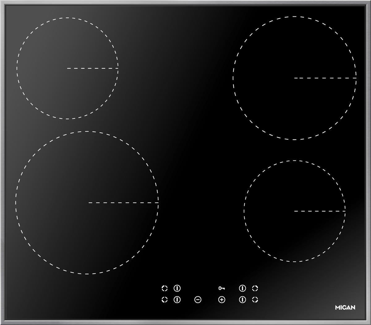 GLASKERAMIKKOCHFELD 70420  - Schwarz, Basics, Glas (57,5/50,5/5,6cm) - Mican