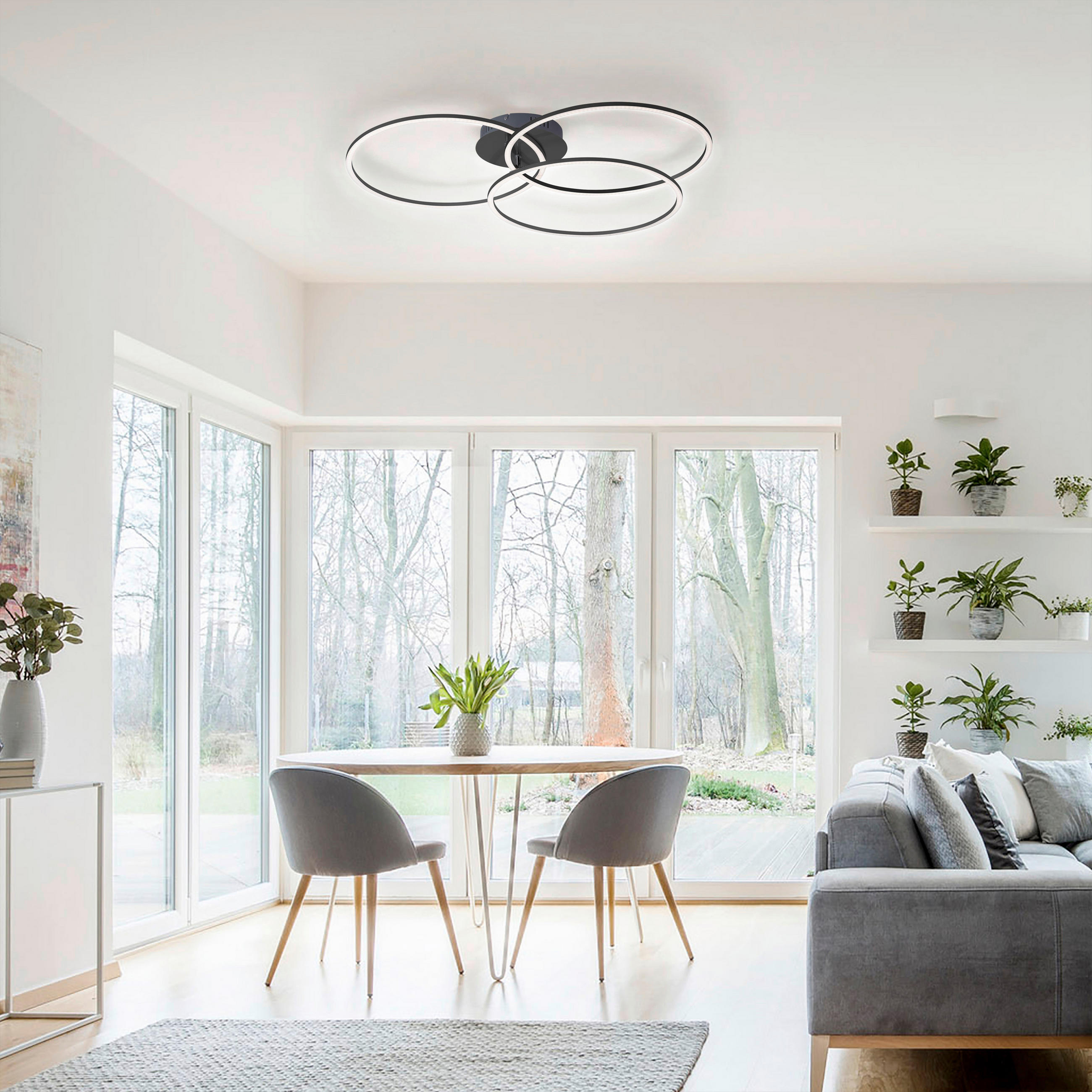 LED-DECKENLEUCHTE Ivanka 79/76/9 cm   - Schwarz, Design, Kunststoff/Metall (79/76/9cm)