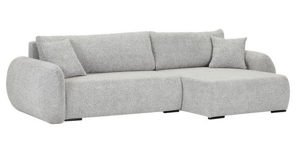 ECKSOFA Grau Flachgewebe Zierkissen, Rückenkissen, Bettkasten, Schlaffunktion, Rücken echt, Liegefläche im Originalstoff  - Schwarz/Grau, KONVENTIONELL, Kunststoff/Textil (145/285cm) - Carryhome