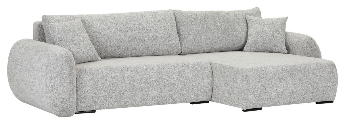 ECKSOFA Grau Flachgewebe Zierkissen, Rückenkissen, Bettkasten, Schlaffunktion, Rücken echt, Liegefläche im Originalstoff  - Schwarz/Grau, KONVENTIONELL, Kunststoff/Textil (145/285cm) - Carryhome