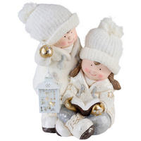 GYEREK DÍSZFIGURA - fehér/szürke, Trend, kő/textil (30/40/27cm) - X-Mas