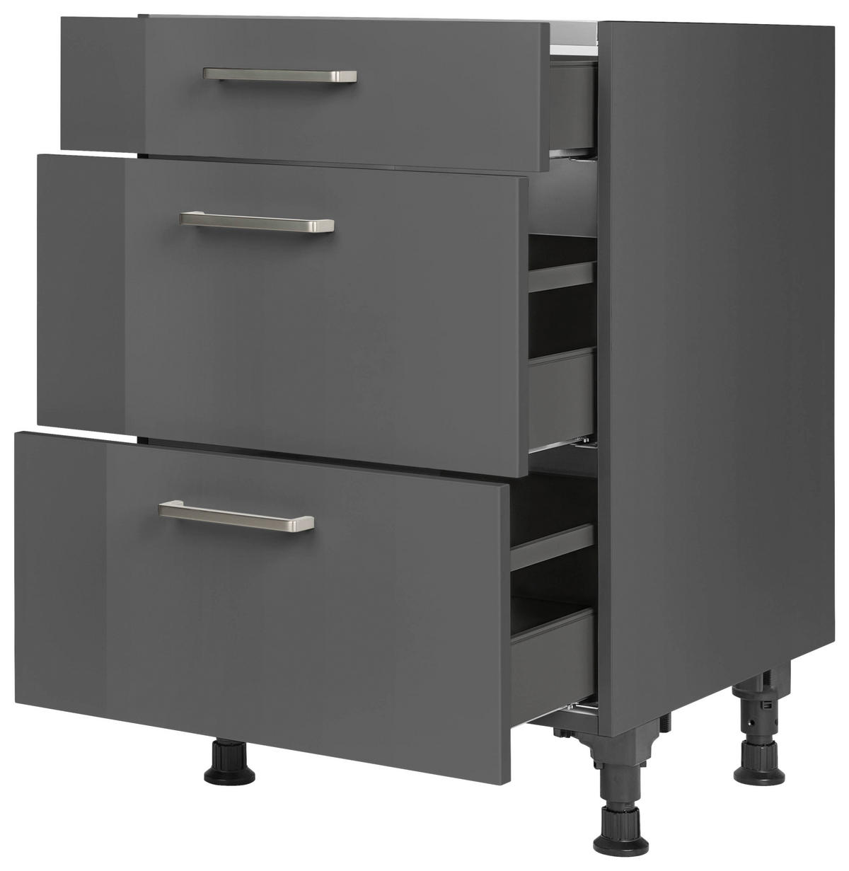 KOCHFELDUMBAUSCHRANK 60/87/56 cm  in Schieferfarben  - Schieferfarben/Edelstahlfarben, MODERN, Holzwerkstoff/Metall (60/87/56cm) - Nobilia