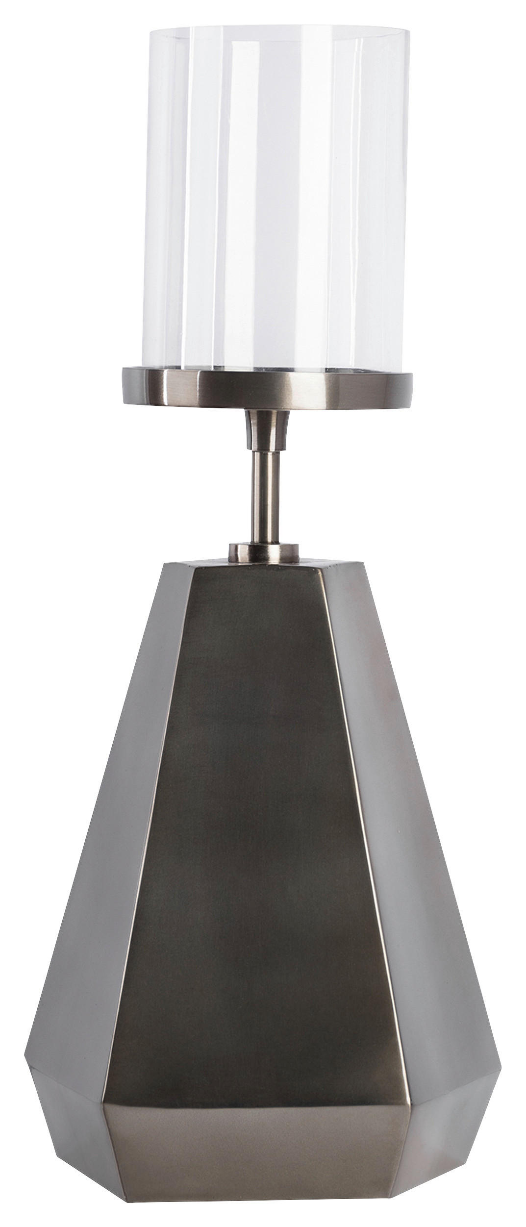 KERZENHALTER - Schwarz/Nickelfarben, Trend, Glas/Metall (17/17/44cm) - Kayoom