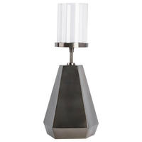 KERZENHALTER - Schwarz/Nickelfarben, Trend, Glas/Metall (17/17/44cm) - Kayoom