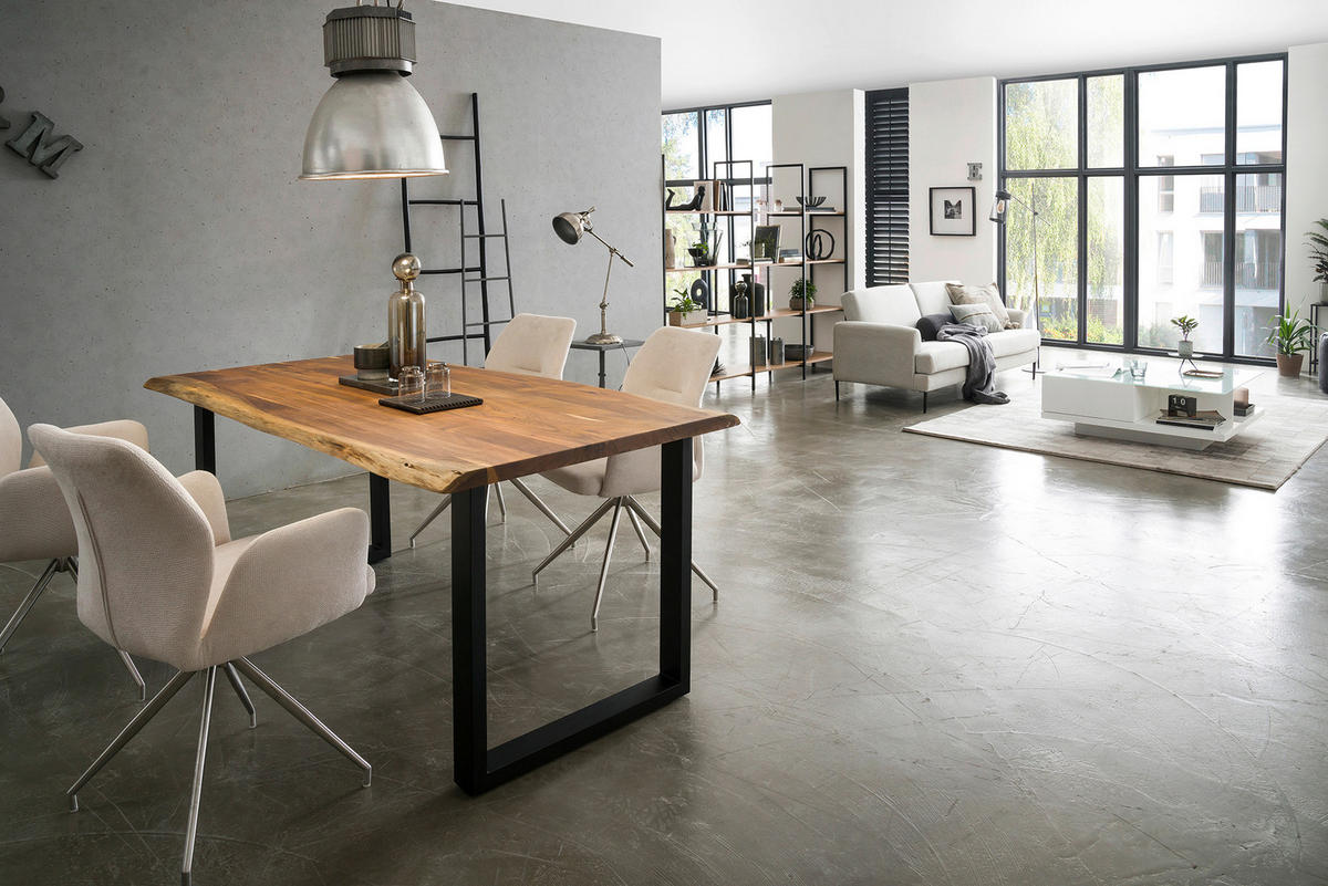 ESSTISCH in Holz 140/80/76,5 cm  - Schwarz/Naturfarben, MODERN, Holz/Metall (140/80/76,5cm) - Livetastic