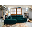 ECKSOFA in Velours Petrol  - Petrol/Schwarz, Design, Textil/Metall (181/267cm) - Carryhome