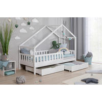 HAUSBETT Absturzsicherung, Rollrost, Bettschublade 90/200 cm  - Naturfarben/Weiß, MODERN, Holz (90/200cm) - MID.YOU