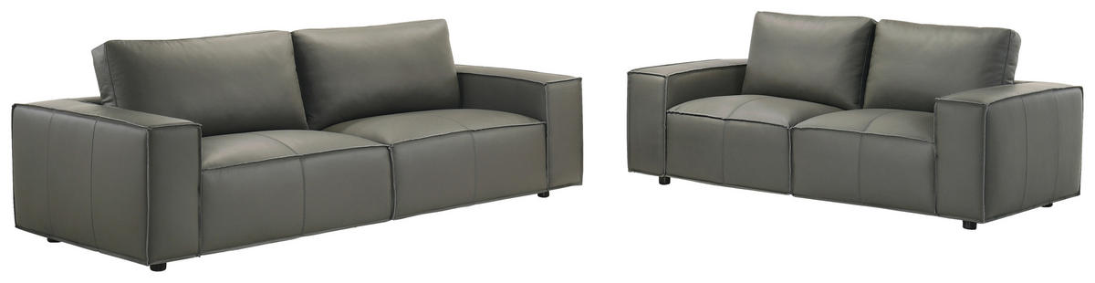 3-SITZER-SOFA VIVO Echtleder Anthrazit  - Anthrazit/Schwarz, Design, Leder/Kunststoff (236/76/96cm) - MID.YOU