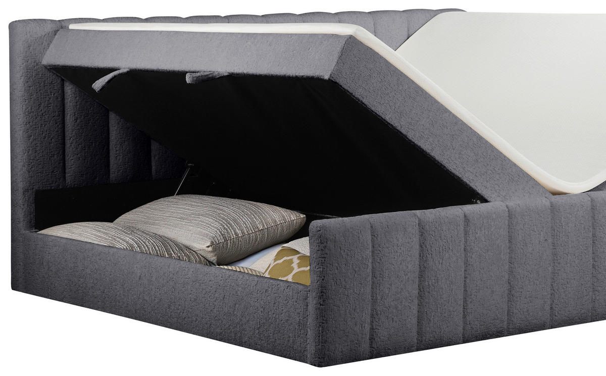 FAMILIENBETT - Anthrazit/Schwarz, Basics, Kunststoff/Textil (240/200cm) - Chameo