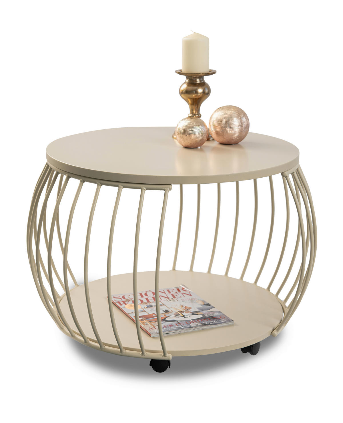 COUCHTISCH 60/60/47 cm rund Creme  - Creme, Design, Holzwerkstoff/Metall (60/60/47cm) - Xora