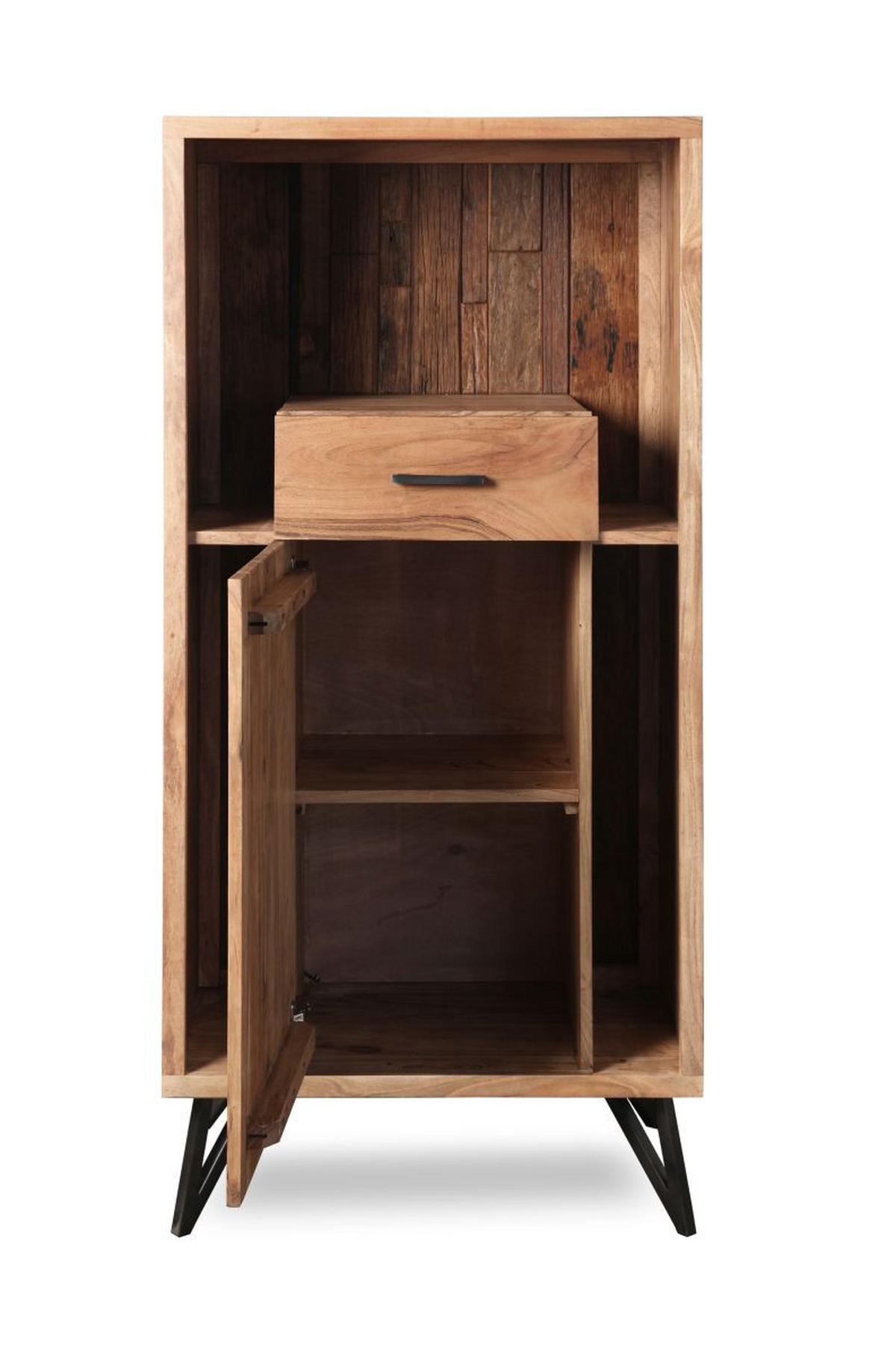 VYSOKÁ KOMODA, akácie, barvy akácie, 72/150/40 cm - černá/antracitová, Moderní, kov/dřevo (72/150/40cm) - Livetastic