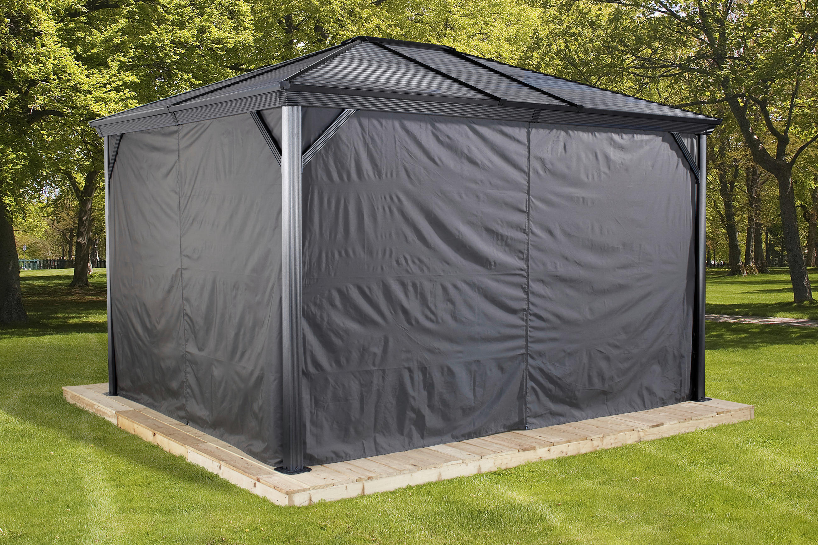PAVILLON-SEITENTEIL   - Dunkelgrau, Basics, Textil