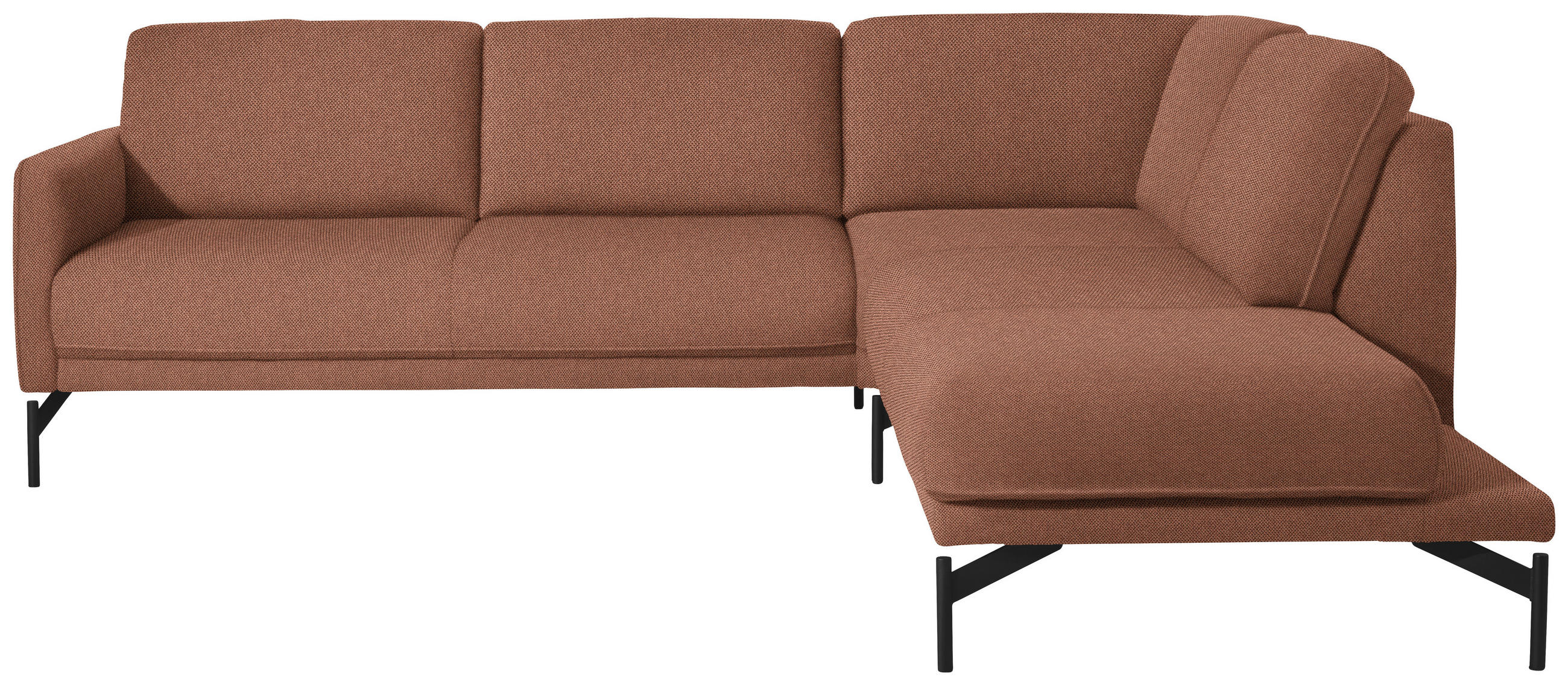 ECKSOFA in Flachgewebe, Struktur Rostfarben  - Rostfarben/Anthrazit, Design, Textil/Metall (254/230cm) - Johann Jakob
