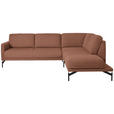 ECKSOFA in Flachgewebe, Struktur Rostfarben  - Rostfarben/Anthrazit, Design, Textil/Metall (254/230cm) - Ambiente