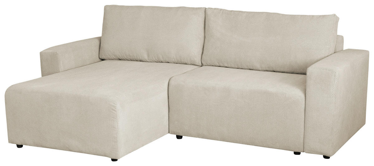 Colțar Extensibil, lemn, metal, plastic, textil, bej, 173/258 cm - bej/negru, Modern, plastic/lemn (173/258cm) - Carryhome