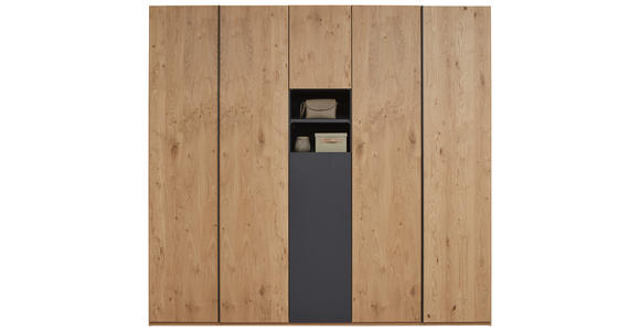 DREHTÜRENSCHRANK 200,1/229,4/59,5 cm,  in Anthrazit, Eichefarben, 6-türig  - Eichefarben/Anthrazit, KONVENTIONELL, Holzwerkstoff/Metall (200,1/229,4/59,5cm) - Dieter Knoll