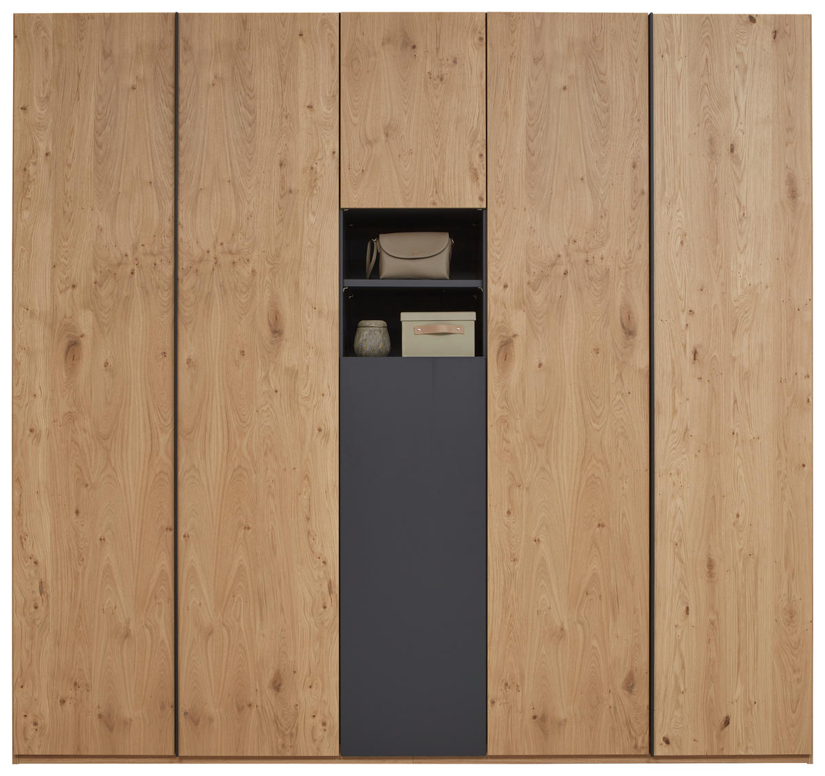 DREHTÜRENSCHRANK 200,1/229,4/59,5 cm,  in Anthrazit, Eichefarben, 6-türig  - Eichefarben/Anthrazit, KONVENTIONELL, Holzwerkstoff/Metall (200,1/229,4/59,5cm) - Dieter Knoll